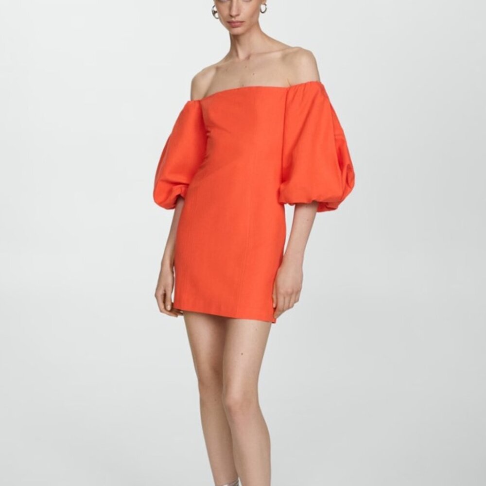 NWT MANGO Puffed Sleeves Mini Dress